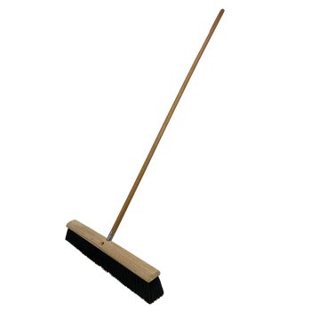 Floor Brush 24in Black Plastic 60in Handle