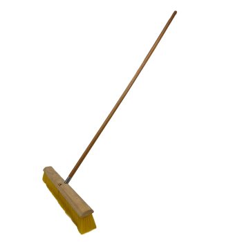 Floor Brush 24in Yellow Plastic with 60in Metal Thread Handle