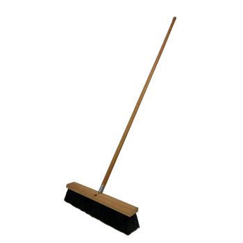 Floor Brush 18in Black Plastic with 60in Handle
