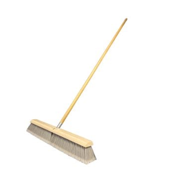 Floor Brush 24in Flagged Tip with 60in Metal Thread Handle